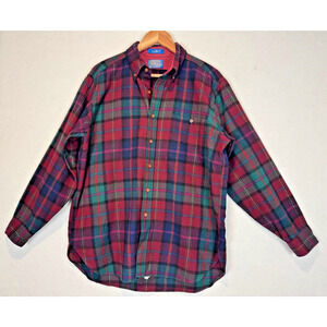 Vtg Pendleton‎ LOBO Plaid Virgin Wool Shirt Men L Long Sleeve Button Up Flannel